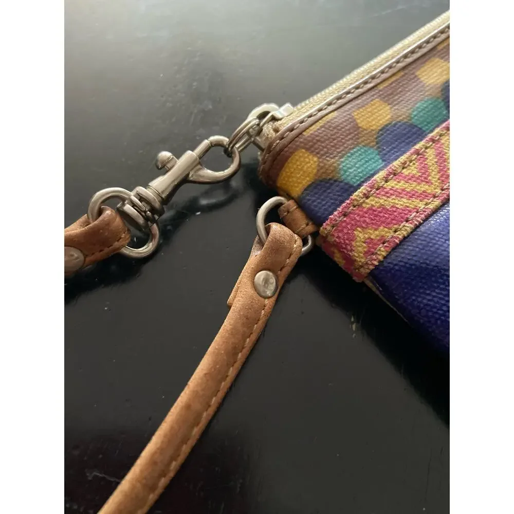 FOSSIL Key-Per Colorful Wristlet w/Leather Trim